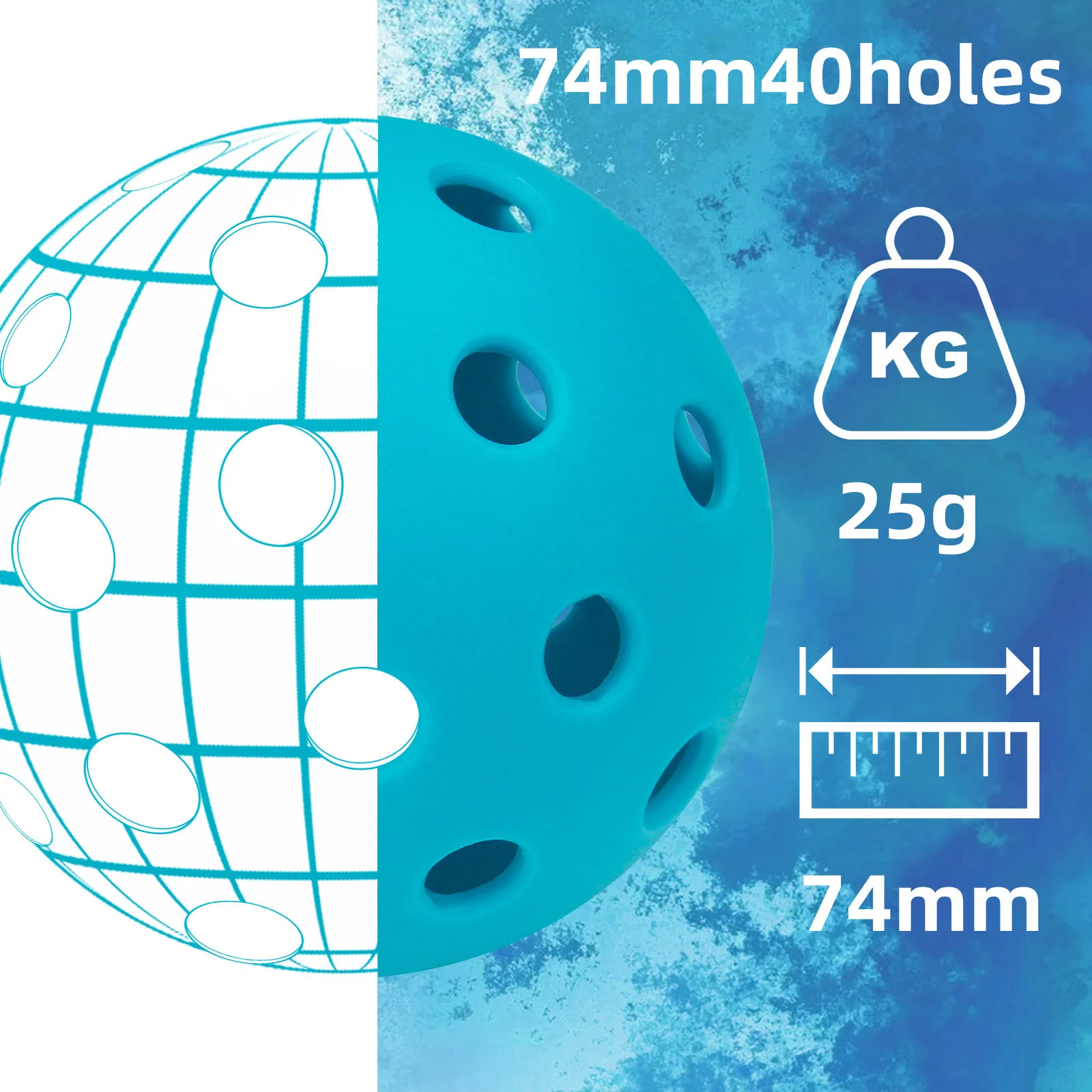 6 Pcs 74MM Durable Pickleball Balls 40 Holes Outdoor For Competition 2