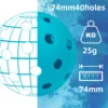 6 Pcs 74MM Durable Pickleball Balls 40 Holes Outdoor For Competition 2