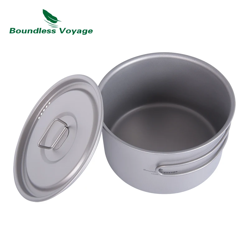 Boundless Voyage Titanium Pot 1.4L 1.6L 2.4L Camping Cooking Set Backpacking Pot for Hiking Trekking Picnic Ti2106C-Ti2109C