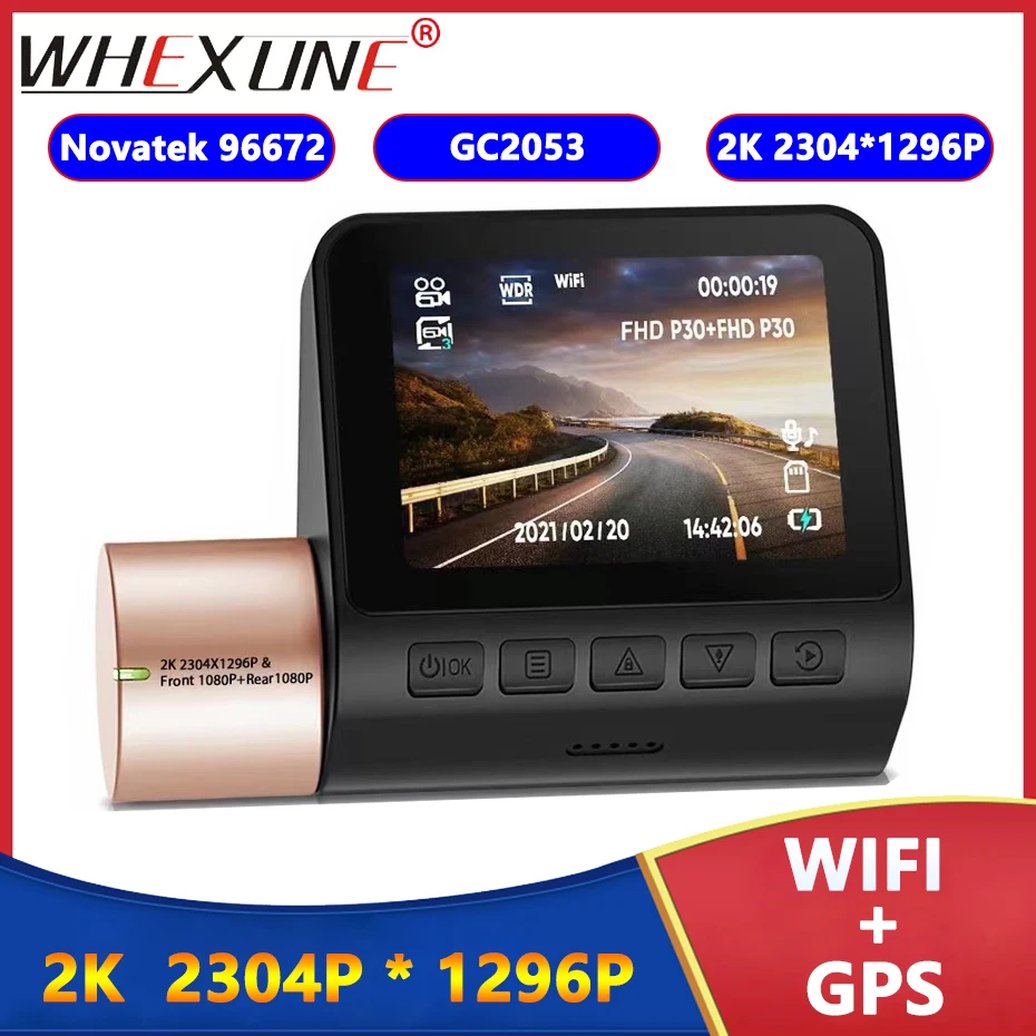 Видеорегистратор 2K Ultra HD 1296P с поддержкой Wi-Fi и GPS