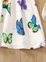 Vêtements pour enfants Robe à imprimé papillon vibrant pour filles Convient pour 1-8 ans Vêtements d'été pour enfants Jupe papillon colorée blanche 5