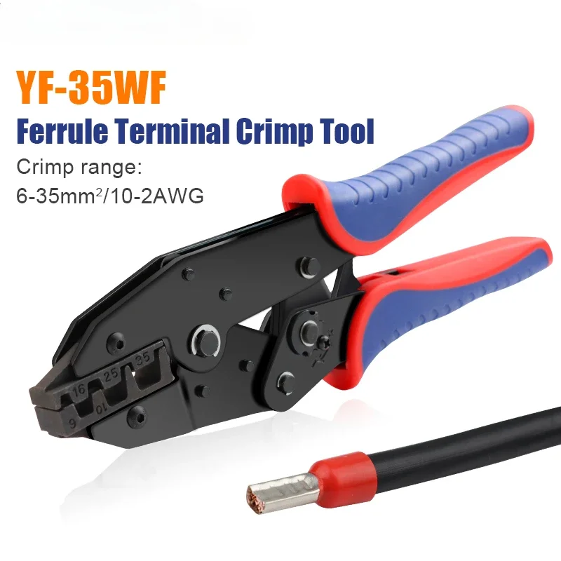 

Crimping Tool for Sleeves Ferrule Terminals - Ratcheting Wire Crimpers - AWG 10-2 (6-35mm²) - Ratchet Terminal Crimper