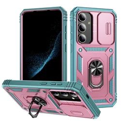 Stand Ring Holder Case with Enhanced Grip and Protection - Galaxy S23 Ultra (Pink and green)