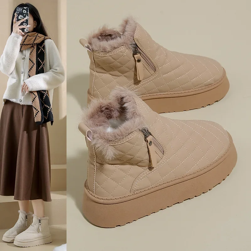 2024 Zipper Solid Winter Casual Fleeces Leather Flat Knee High Boots main image 0