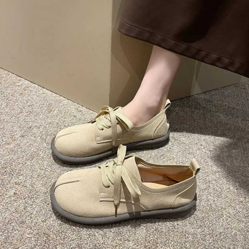 

Women Shallow Mouth Clogs Platform Soft Oxford Female Shoe British Style Casual Sneaker Autumn Round Toe Creepers Retro Leather