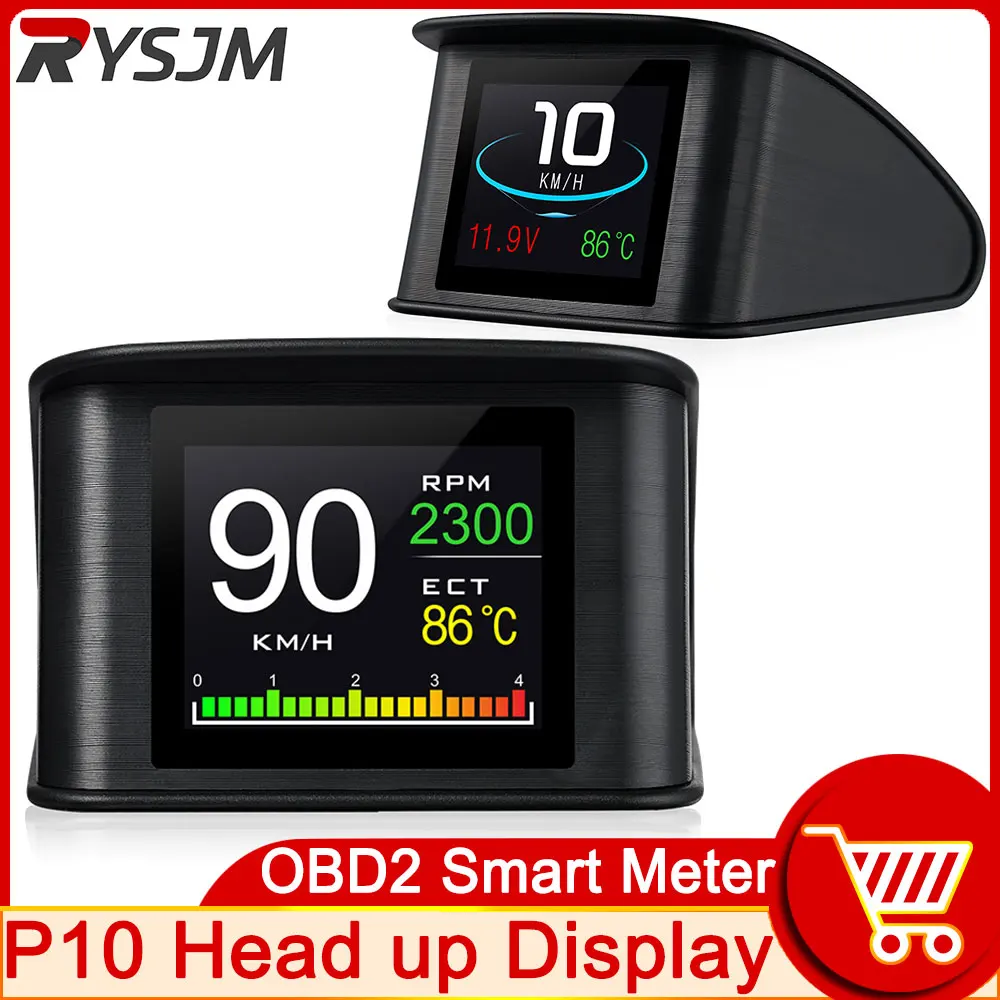 P10OBD2SmartMeterDigitalHUDHeadUpDisplayForCarSpeedometer