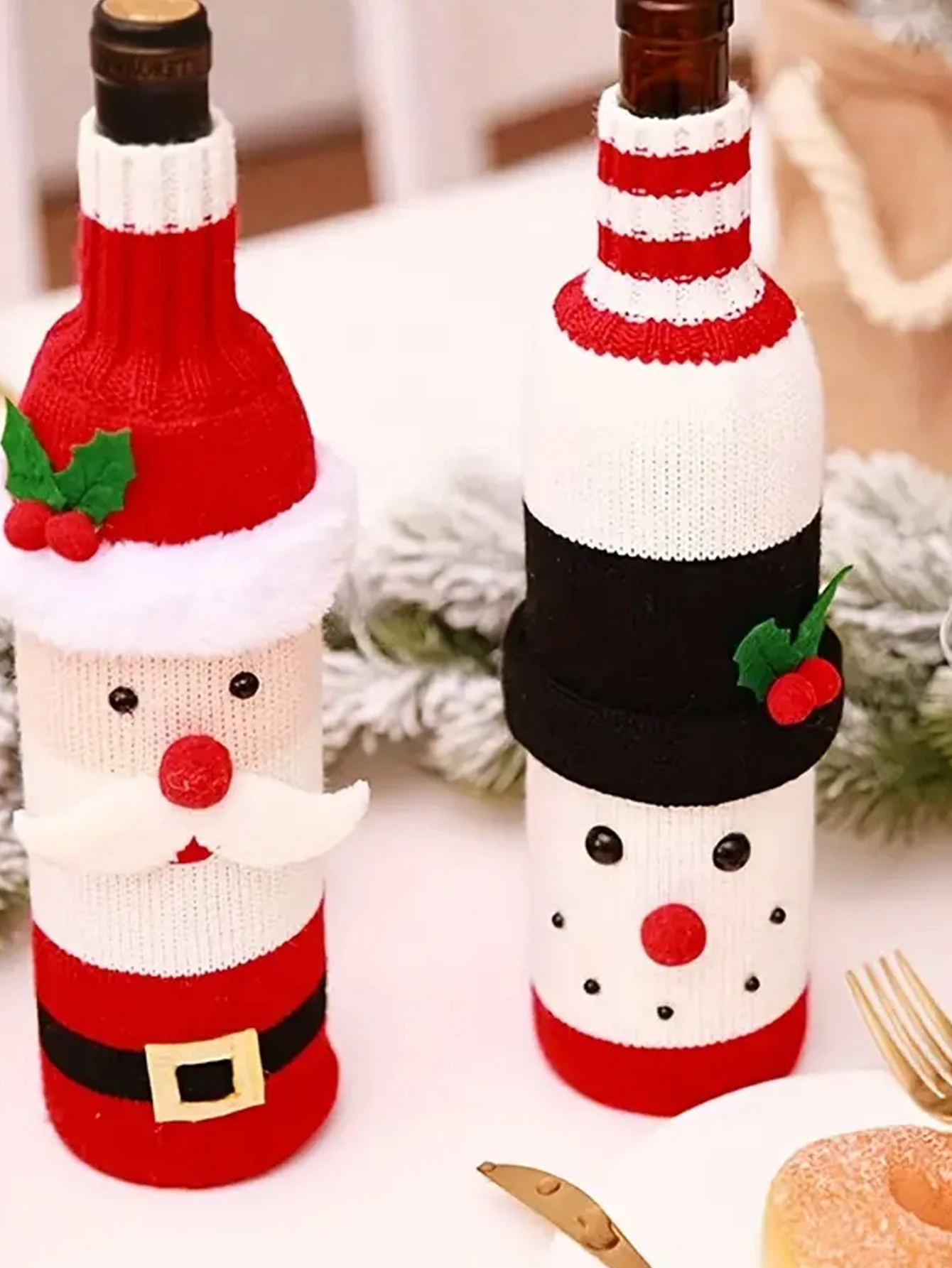 Wine Bottle Cover 1pc Red Velvet Champagne Bottle Sleeves for Holiday Decorations