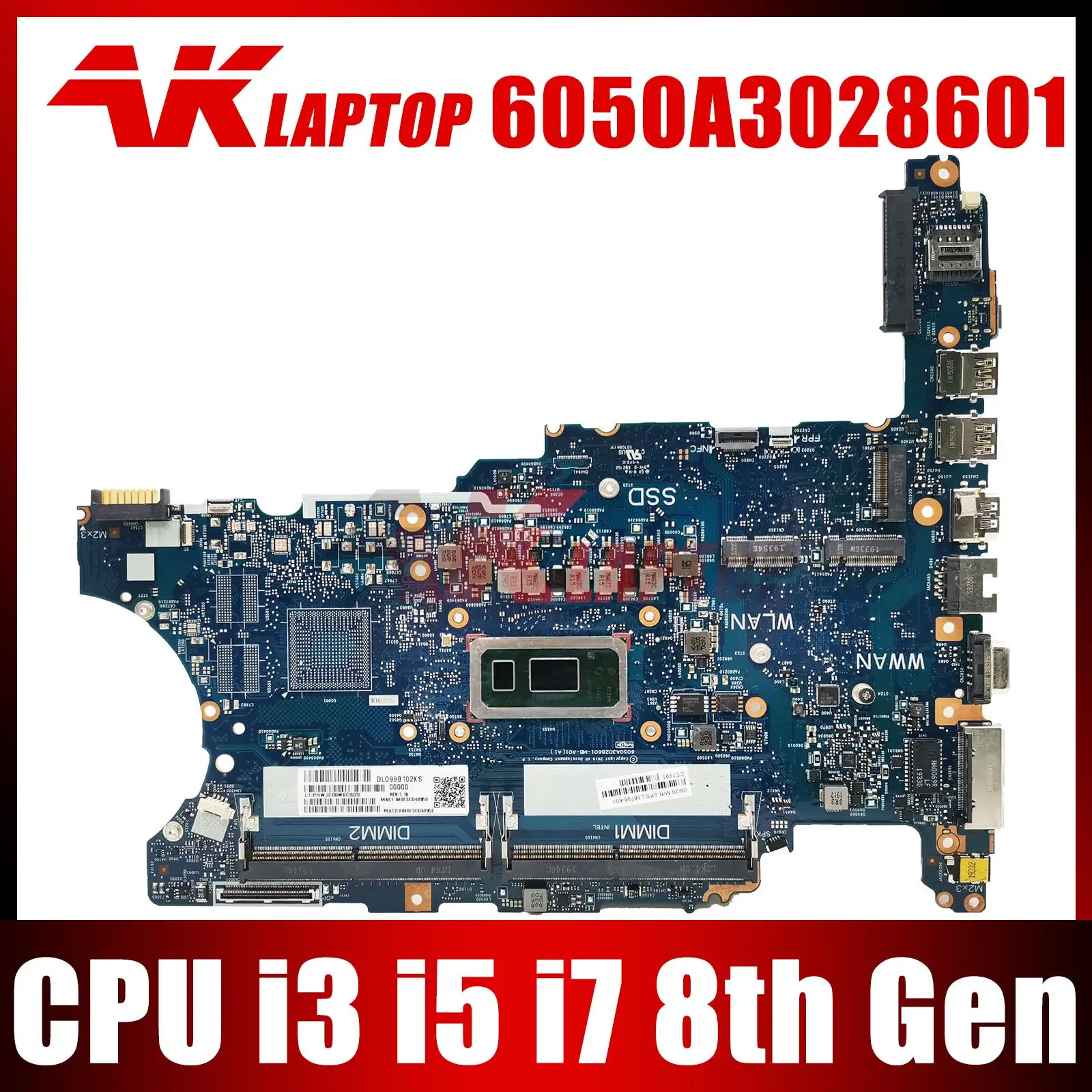 

For HP ProBook 640 G5 Laptop Motherboard 6050A3028601 L58708-601 L58709-001 L58708-501 with i3 i5 i7 8th Gen CPU 100% Tested OK