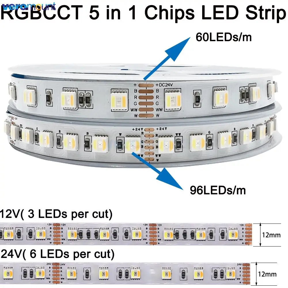 Double Row 335 SMD Side Emitting LED Flexible Strip, 240 LED/M, 24V DC,  5M/Reel