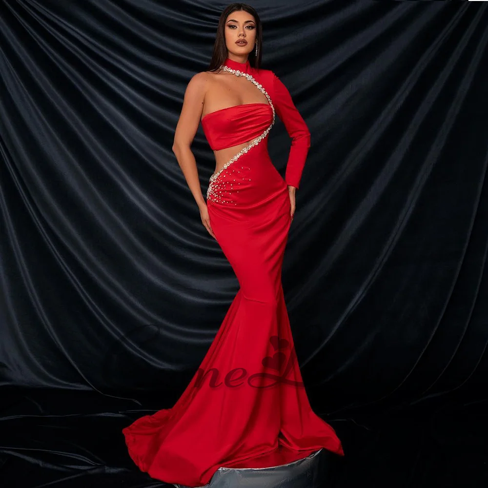 

Comelody Trendy Prom Dresses for Women Saudi Arabric Asymmetric Cut-Out Straight Formal Gown Plus Robes De Soirée Custom Made