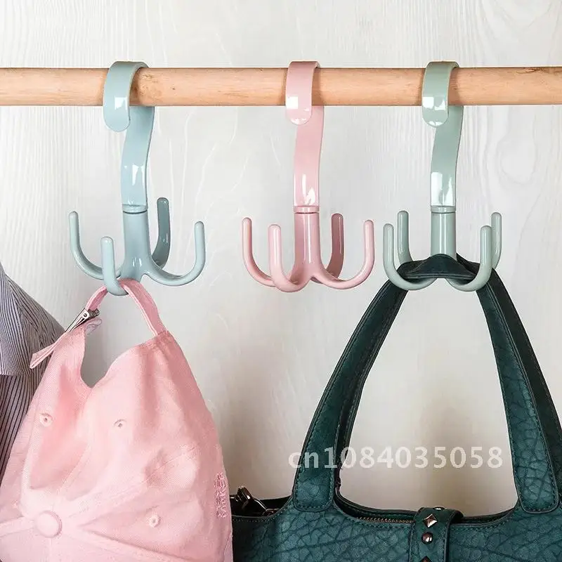 

Innovative Rotating Hook Hanger Versatile Clothes Storage Organizer Sturdy Long-lasting Space-efficient No Nail Scarf Shoes Bag