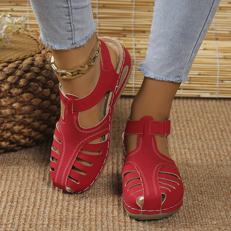 New Summer Women Wedge Sandals – Premium Orthopedic Open Toe, Anti-Slip Vintage Leather Casual Platform Retro Shoes Beach Footwear Sandals
