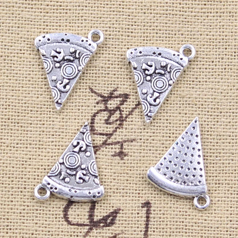 30 Stück Charms Essen Pizza Cate 18x14mm Antik Silber Farbe Anhänger DIY Handwerk Herstellung von Erkenntnissen Handgefertigter tibetischer Schmuck