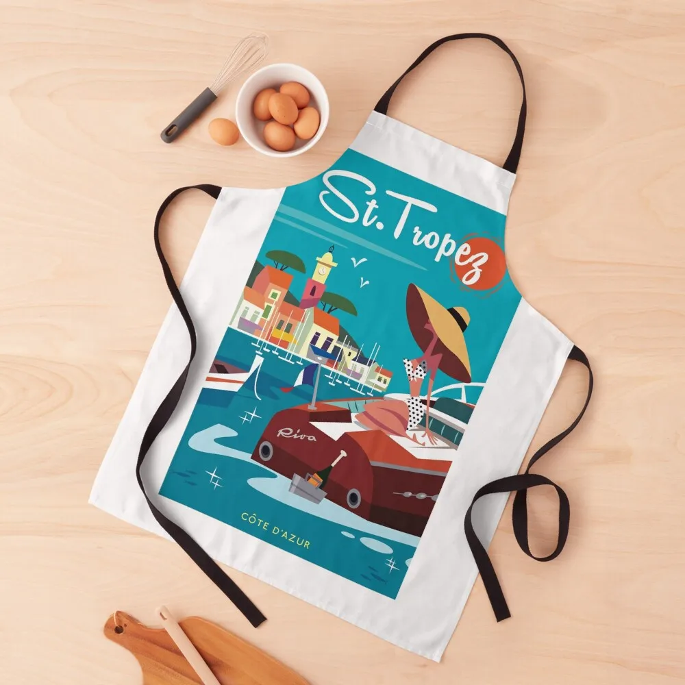 

Saint Tropez poster Apron Restaurant Kitchen Equipment Things For Home And Kitchen Apron
