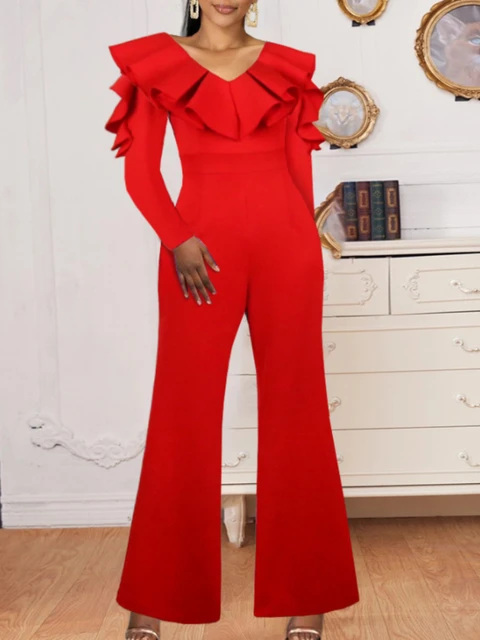 50dressShop Red Jumpsuit Women Formal Prom Jumpsuit Holiday Party Outfit