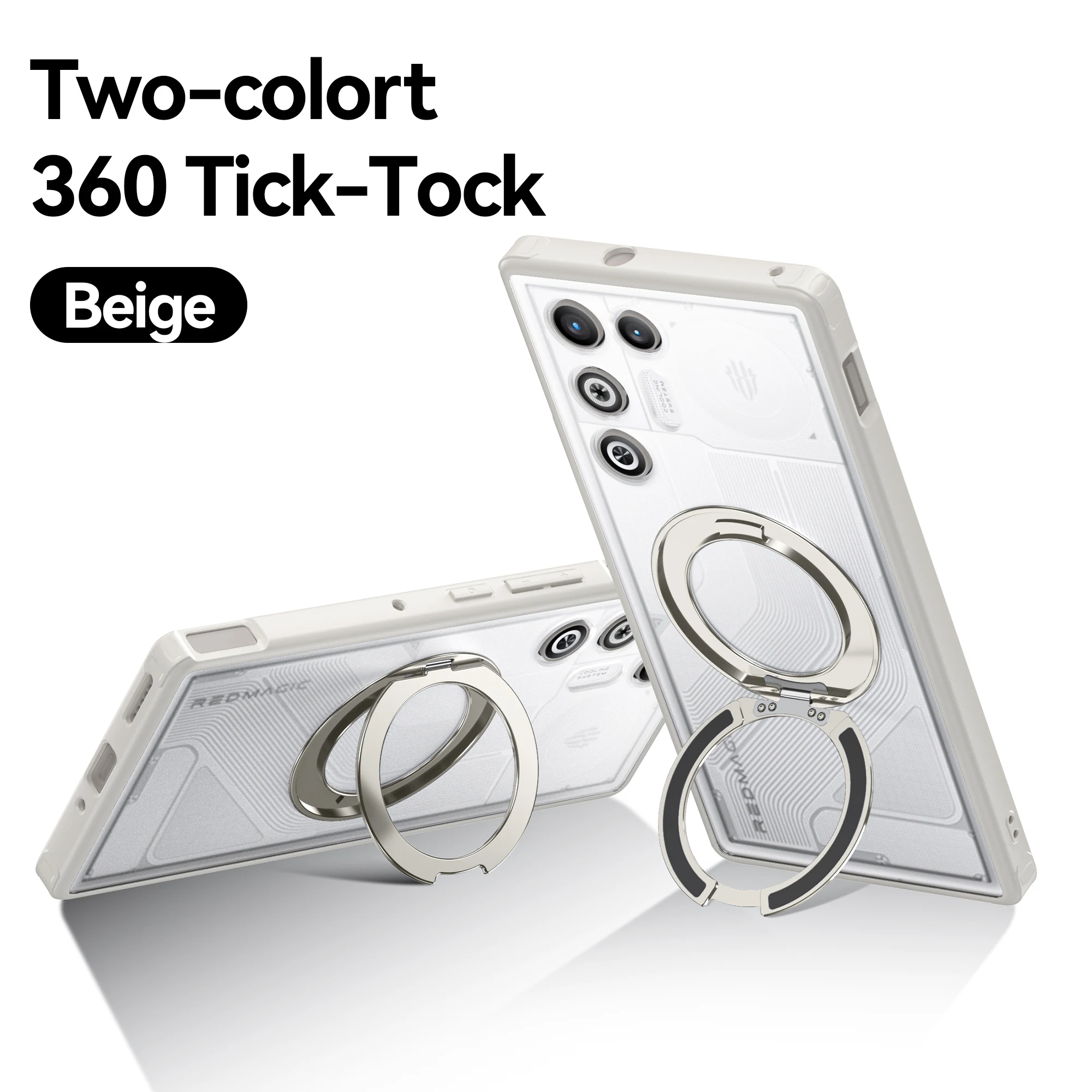 Rotating Magnetic Metal Stand Phone Case - Translucent Frosted Shockproof Cover