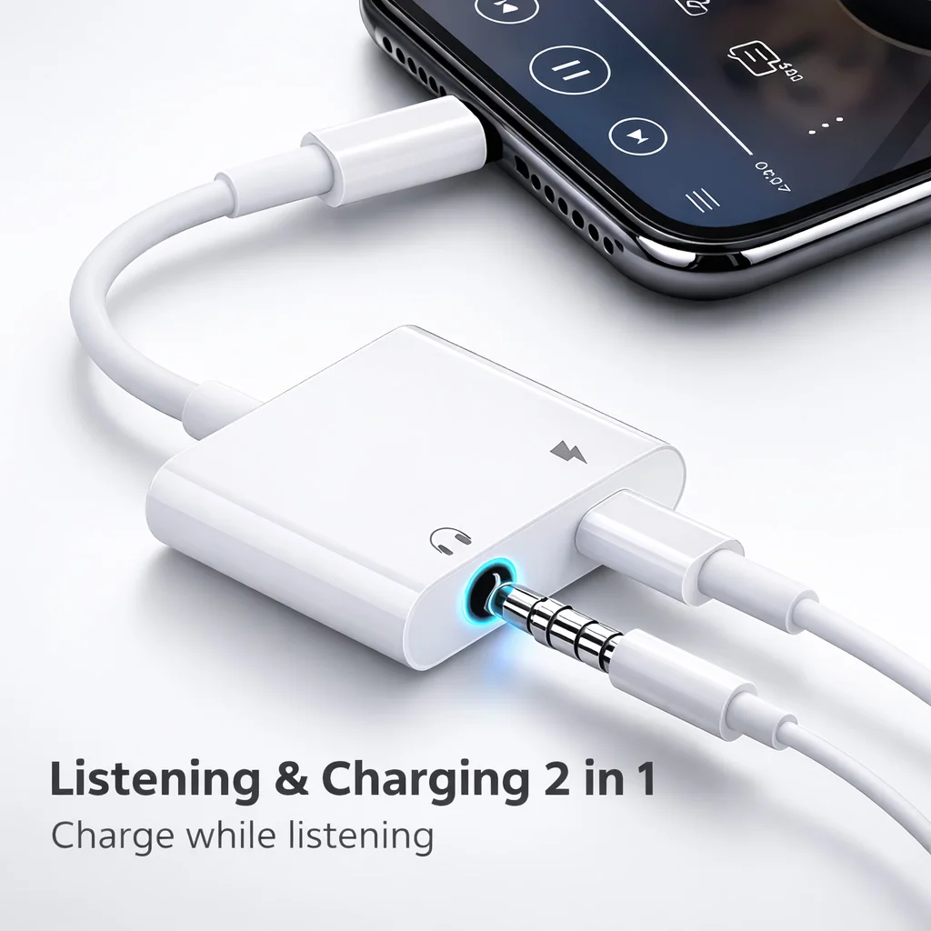 2 in 1 USB C to 3.5mm 오디오 어댑터 충전 스플리터, 아이폰 16 15 Pro Max 삼성 S22 S21용 타입 C Aux 헤드폰 잭 동글