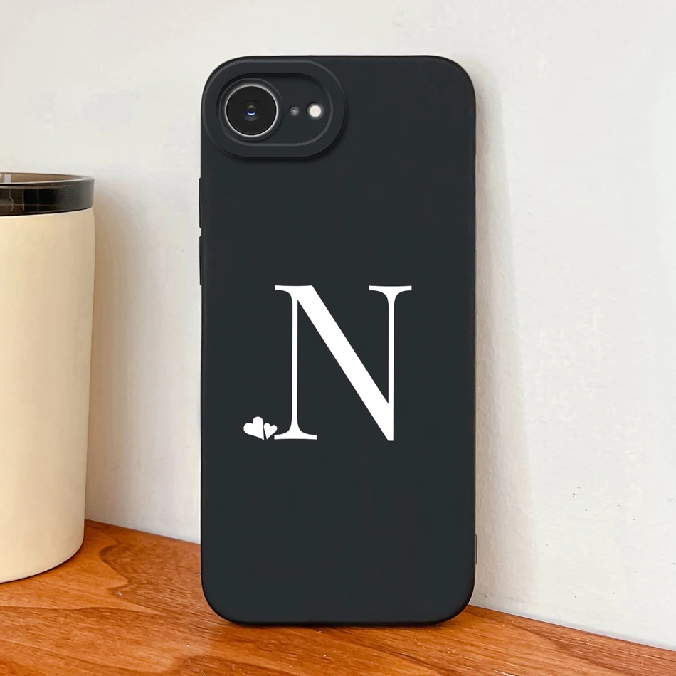 Simple Heart Letters Liquid Silicone Phone Case - Soft, Smooth, High-Quality Back Cover in Elegant Design