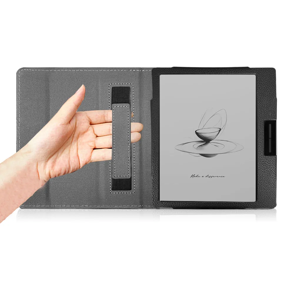 Premium PU Leather Protective E-Book Case with Handrest