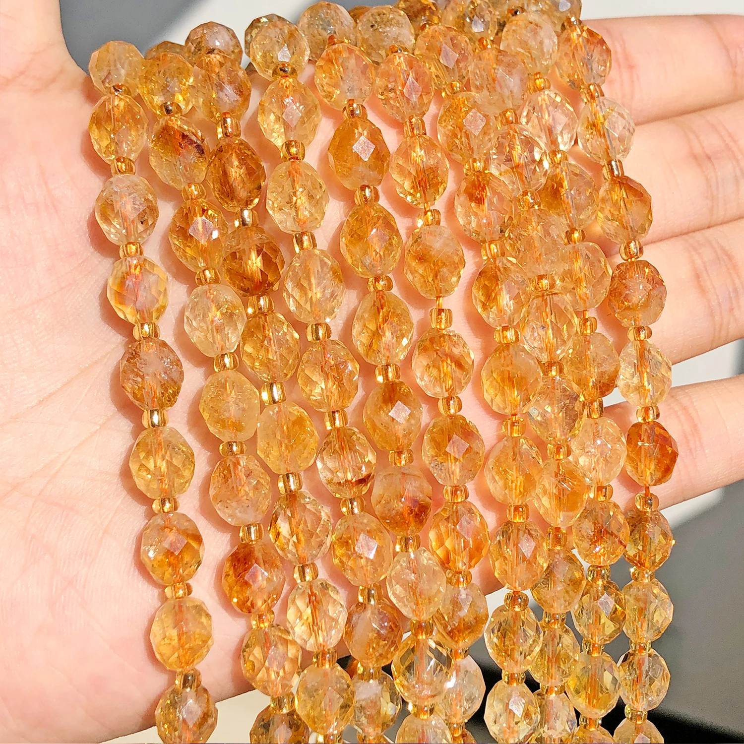 8x7mm AAA Facettierte Ovale Citrin Perlen Naturstein Gelb Reis Form Spacer Perlen Für Schmuck Machen DIY armbänder Zubehör