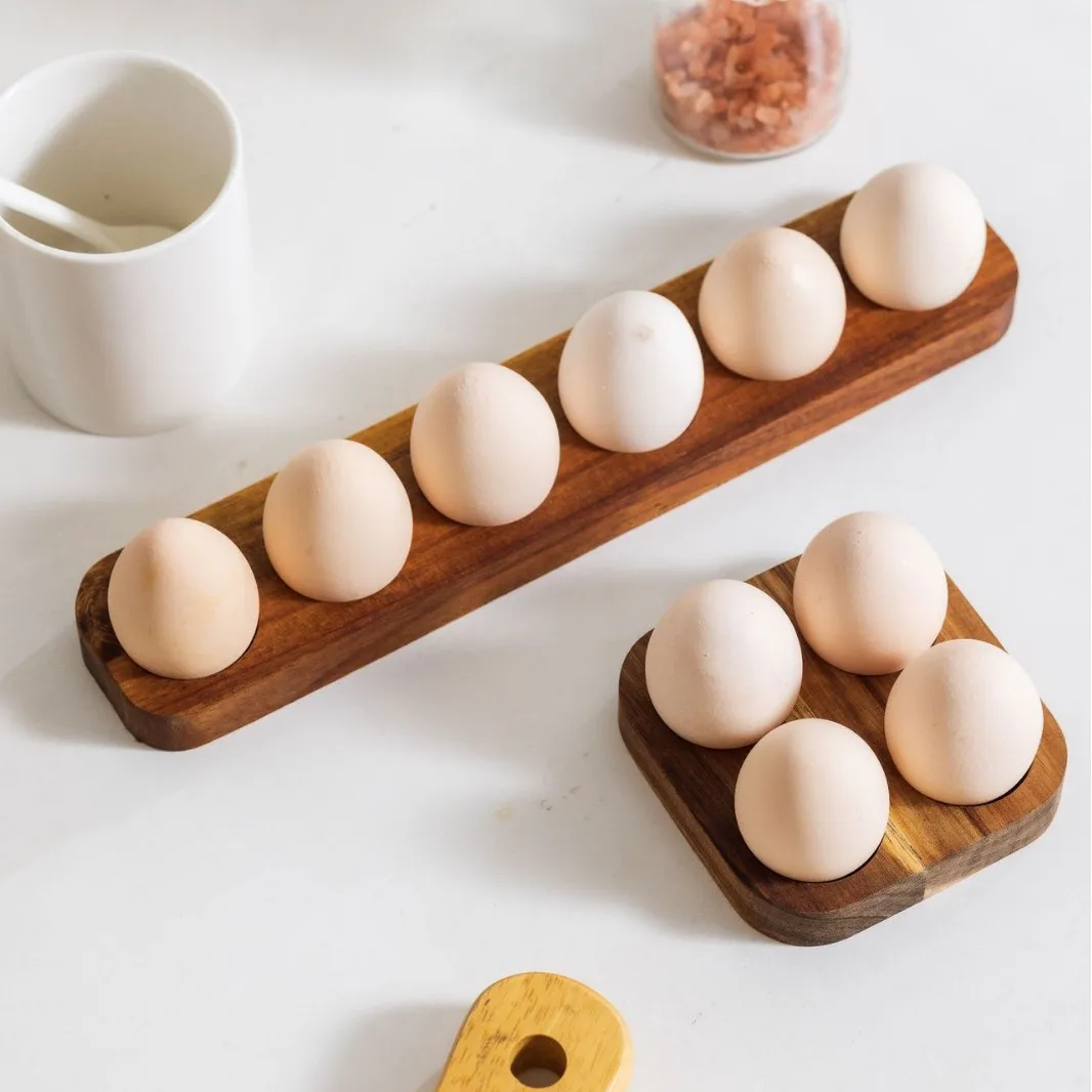 Vintage Wooden Egg Tray with 4/6 Compartments for Kitchen Storage Organization and Preventing Egg Breakage 3