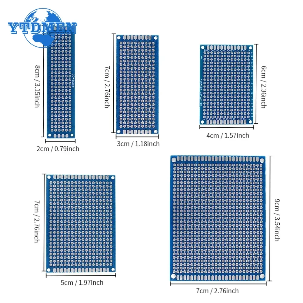 PCB Board 5-40pcs Prototype Board PCB Breadboard Blue 2x8/3x7/4x6/5x7/7x9cm Double Side Circuit Boards for DIY Soldering Project