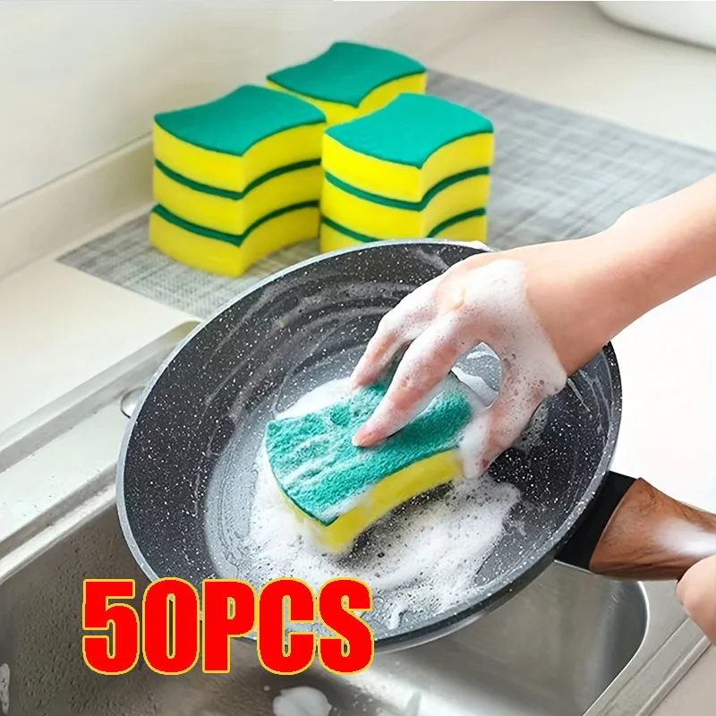 50p-2cs Scouring Pad Double Sided Scrub Bowl Pot Cleaning Sponge Dish Washing Kitchen Tools Home Clean Supplies 50p-2cs Scouring Pad Double Sided Scrub Bowl Pot Cleaning Sponge Dish Washing Kitchen Tools Home Clean Supplies