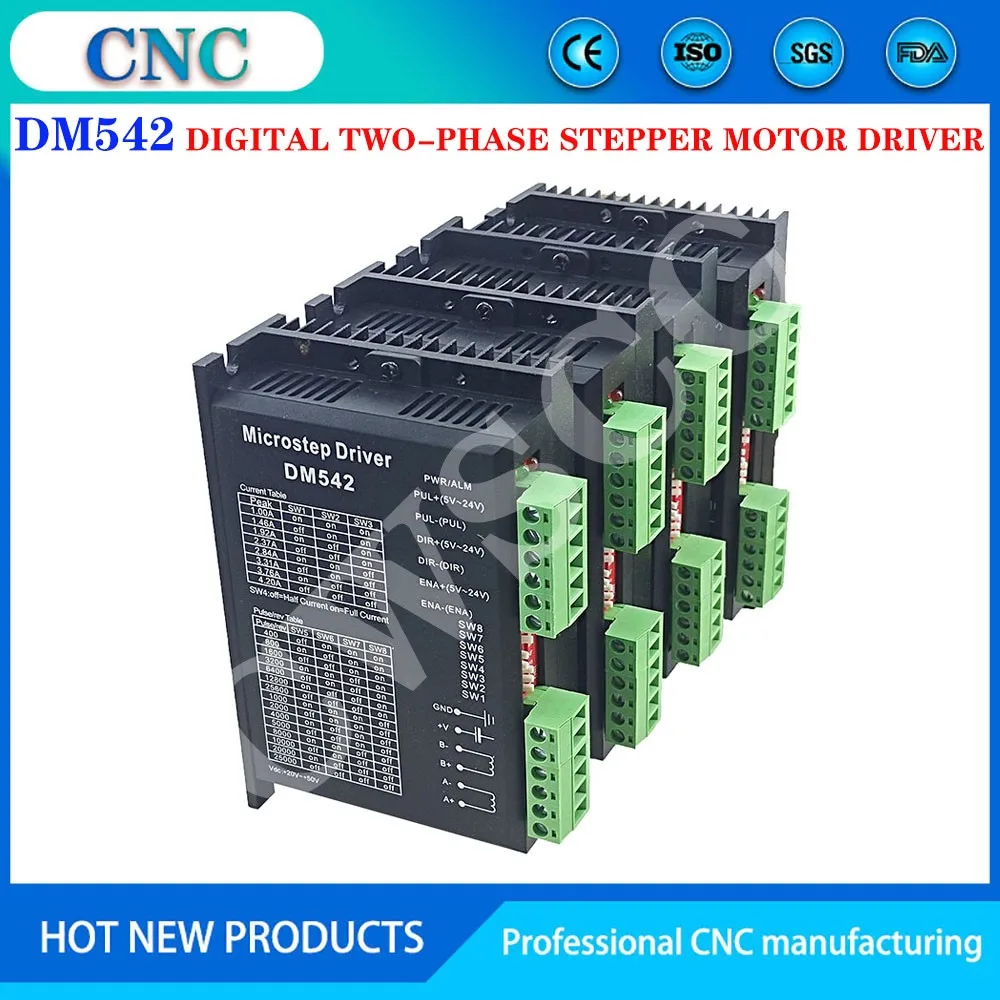 

4PCS DM542 Stepper Motor Controller For 57 86 Series 2-phase Stepper Motor Driver 18-48 VDC Nema17 Nema23