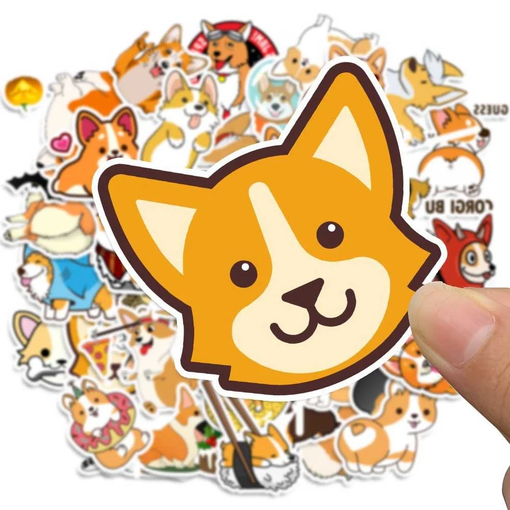 Pegatinas de dibujos animados de animales Corgi para decoración de coche, calcomanías impermeables con personalidad creativa para ordenador, equipaje, mesa, 10/30/50 piezas, DIY, nuevo, al por mayor