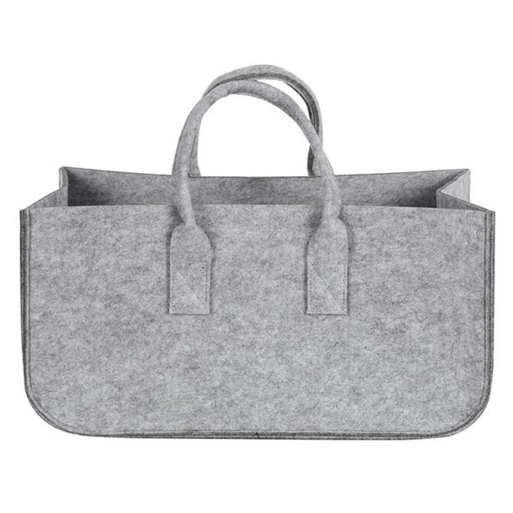 

Pocket Shopping Handbag Firewood Basket Log Newspaper Felt Bag Storage Holder Stalls Large Capacity Wood