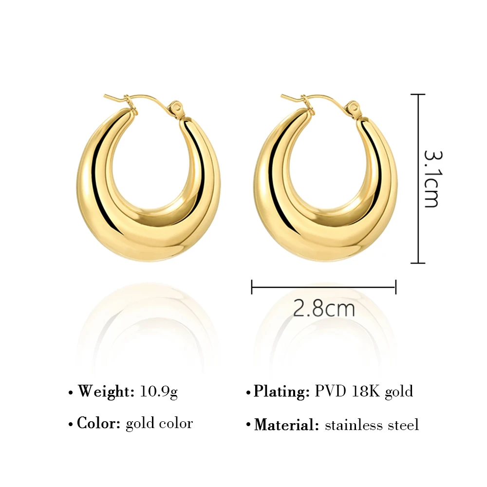 YACHAN 18K Gold Plated Smooth Stainless Steel