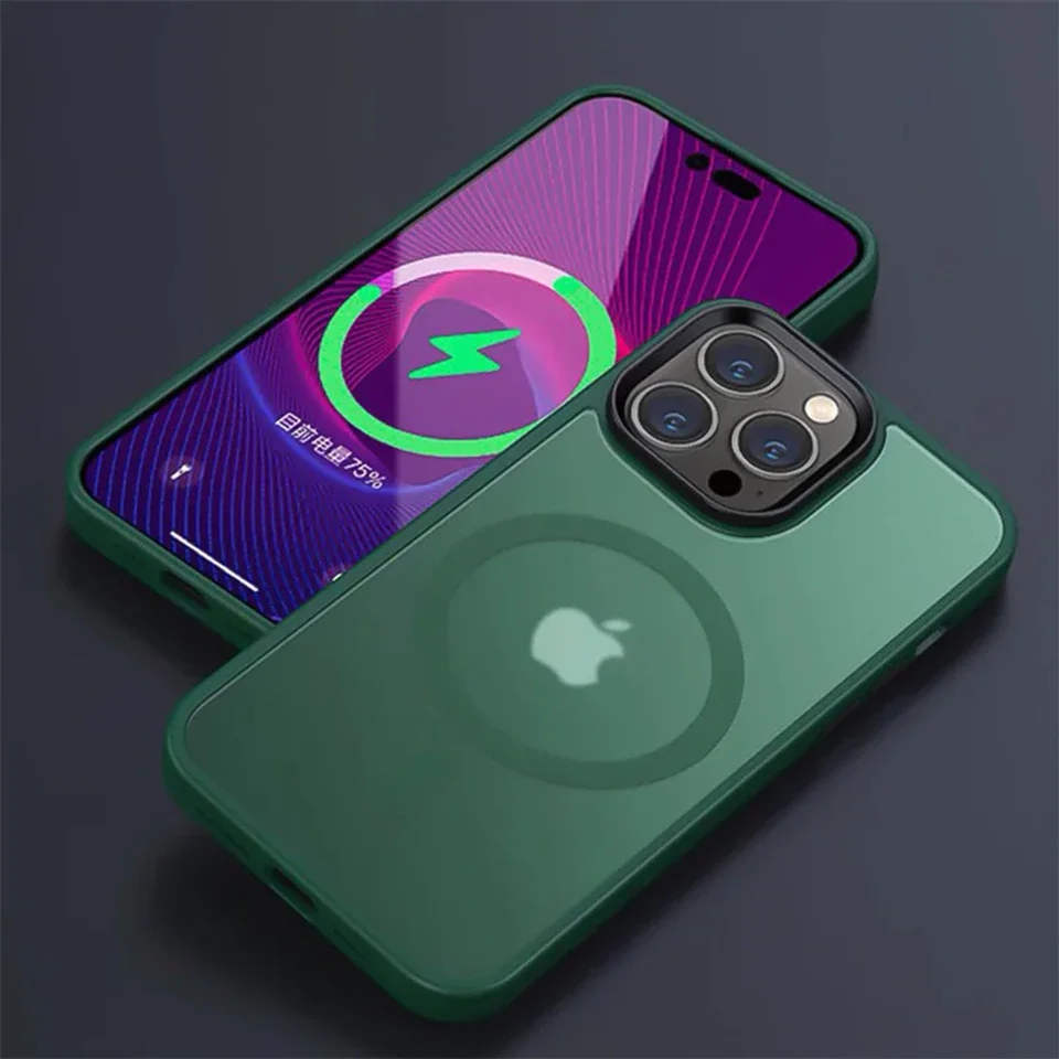 Luxury Matte Magnetic Phone Case with Magsafe and Shockproof Hard Cover