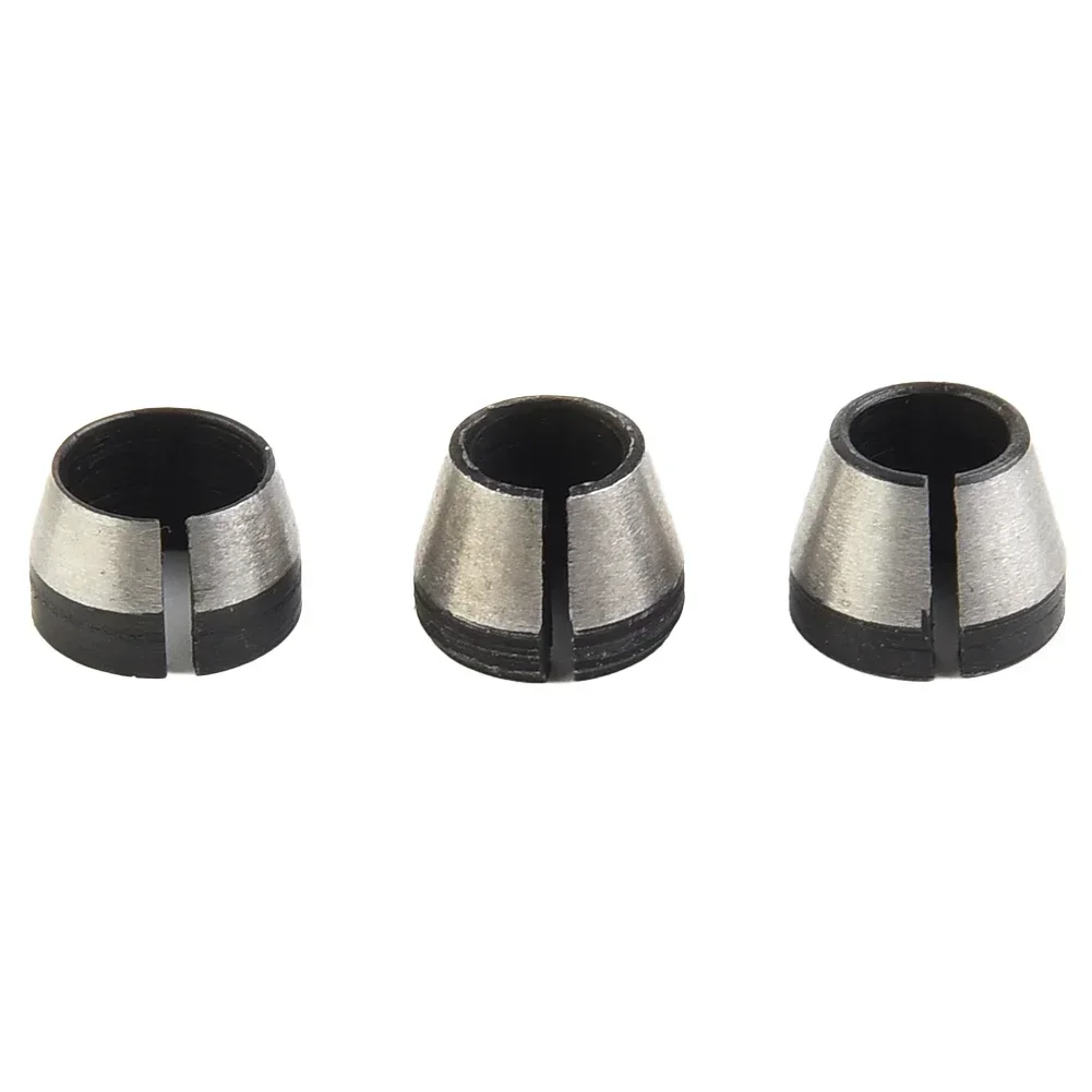 3pcs Power Tool Collet Chuck 6mm/6.35mm/8mm Carbon Steel Collet Chuck Electric Router Milling Cutter High Strength Replacement