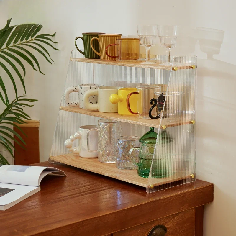 

Acrylic Trapezoidal Cup Holder Water Bar Countertop Storage Shelf Open Display Rack Large Capacity Warehouse Storehouse Cabinet