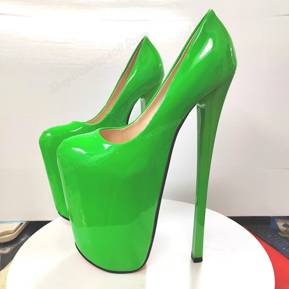 

Green Patent Leather Shallow Pumps Platform Slip-on Stiletto High Heel Concise Design Women Shoes 2024 Sexy Zapatos Para Mujere