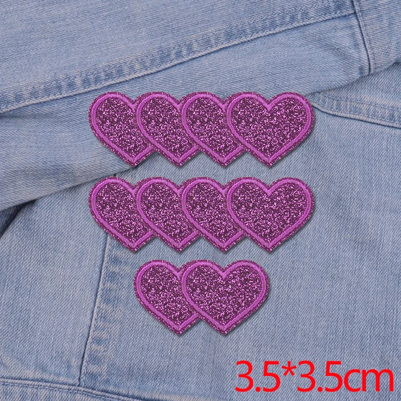 10 Stück bunte Glitzer-Liebesherzen, fünfzackige Sterne, bestickte Aufnäher für Röcke, Jeans, zum Aufbügeln oder Annähen, Dekoration für Kleidung, DIY – Detail 34