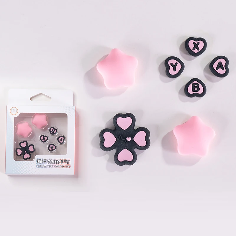 Vibrant Love Silicone Thumb Stick Grip & Key Sticker Set for Portable Gaming Console