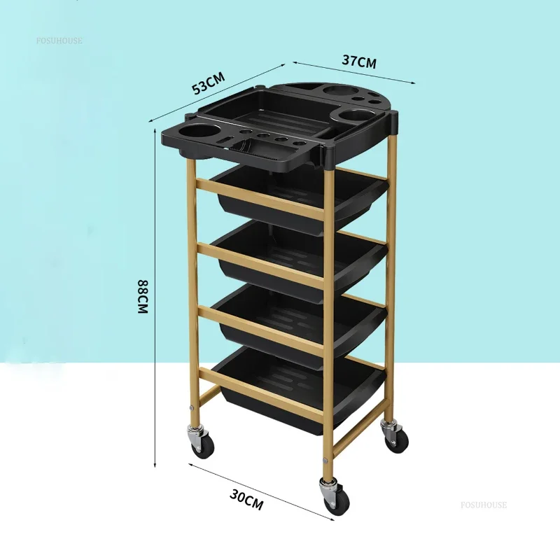 Multifunctional Beauty Trolley Rack Barber Shop Iron Salon Trolleys Beauty Salon Perm And Dye Organizer Trolley Furniture multi layer storage trolley