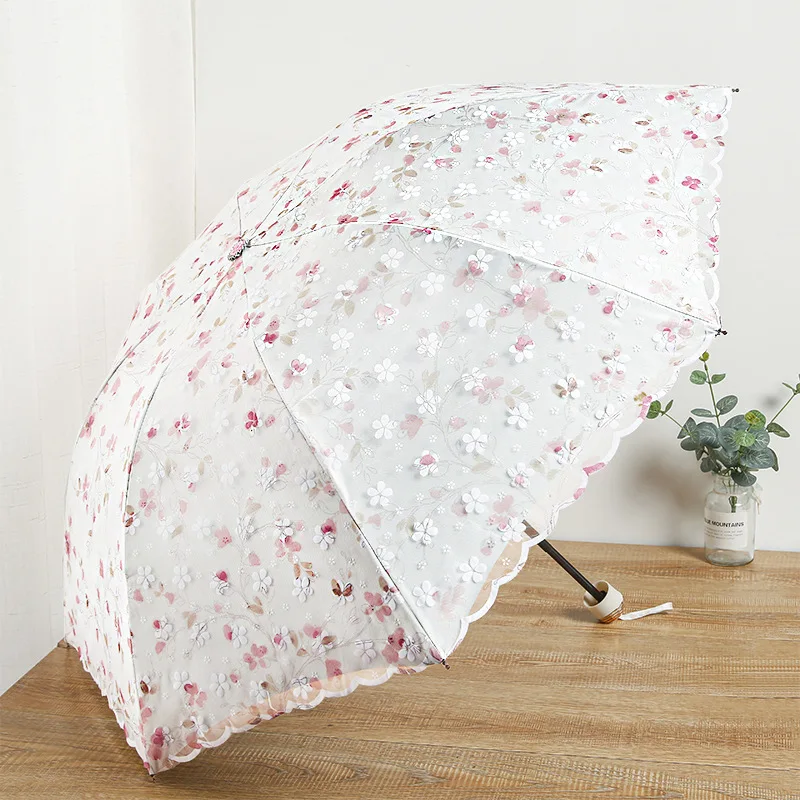 Rain Windproof Umbrella Handle Accessories Decoration Kawaii Sun Umbrella Wedding Lace Home Garden