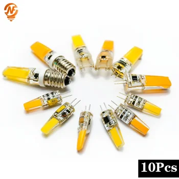 10 개/몫 LED COB G4 G9 E14 3W 6W 전구 Dimable AC/DC 12V 220V 빔 각도 교체 할로겐 Led 램프 샹들리에 조명