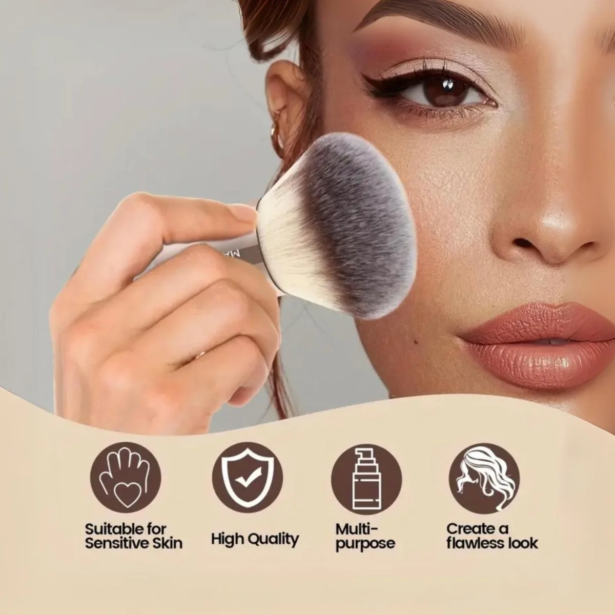 Description Picture 2 of itemLarge Portable Mushroom Shaped Powder Brush Makeup Brush For Dusting On Loose Powder Compact Powder Brush Beauty Health