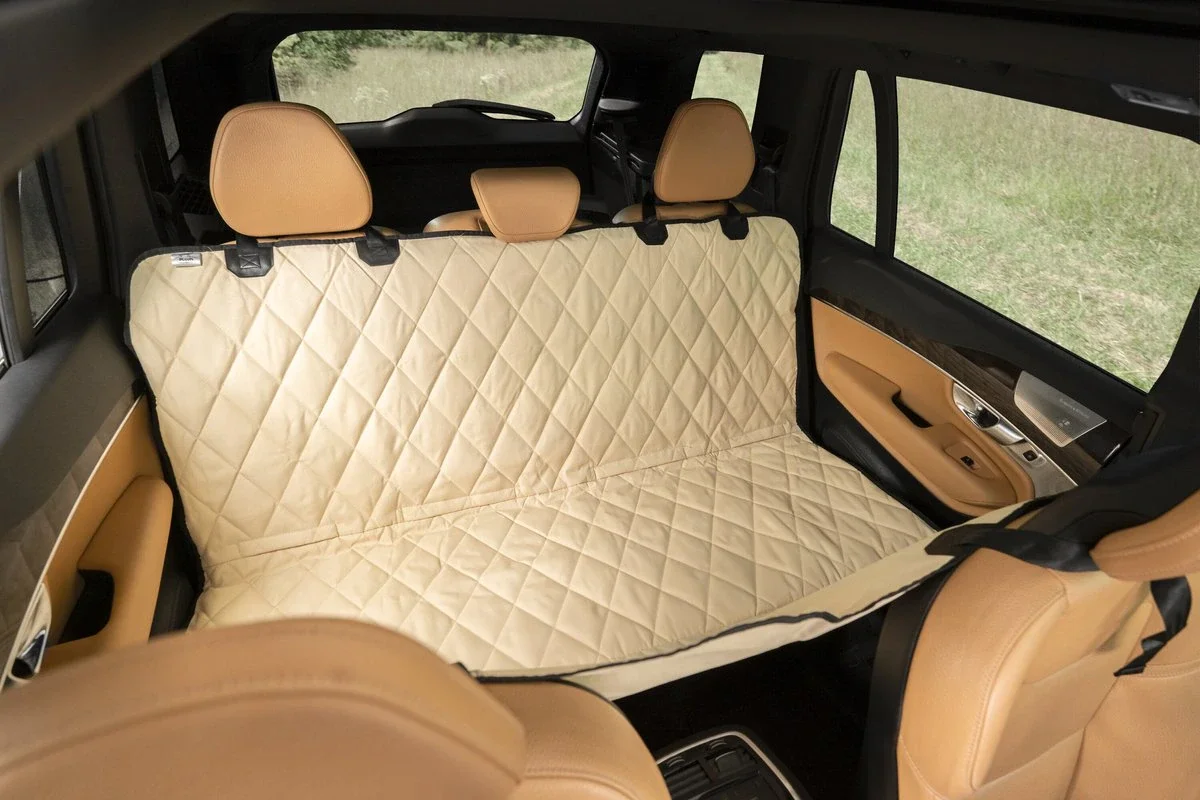 Luxury Beige Pet Dog Car Seat Cover for Back Waterproof Protector
