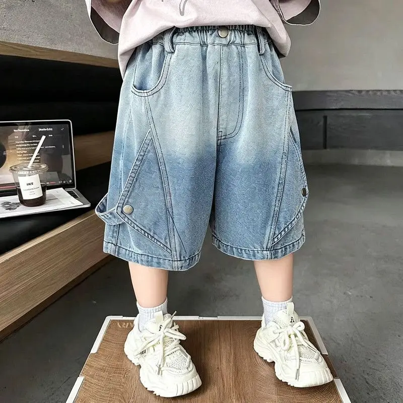RAISE 여름 키즈 보이즈 데님 반바지 새로운 얇은 그라데이션 어린이 소년 청바지 잘생긴 신축성 있는 허리 다용도 2-10Yrs 소년 반바지