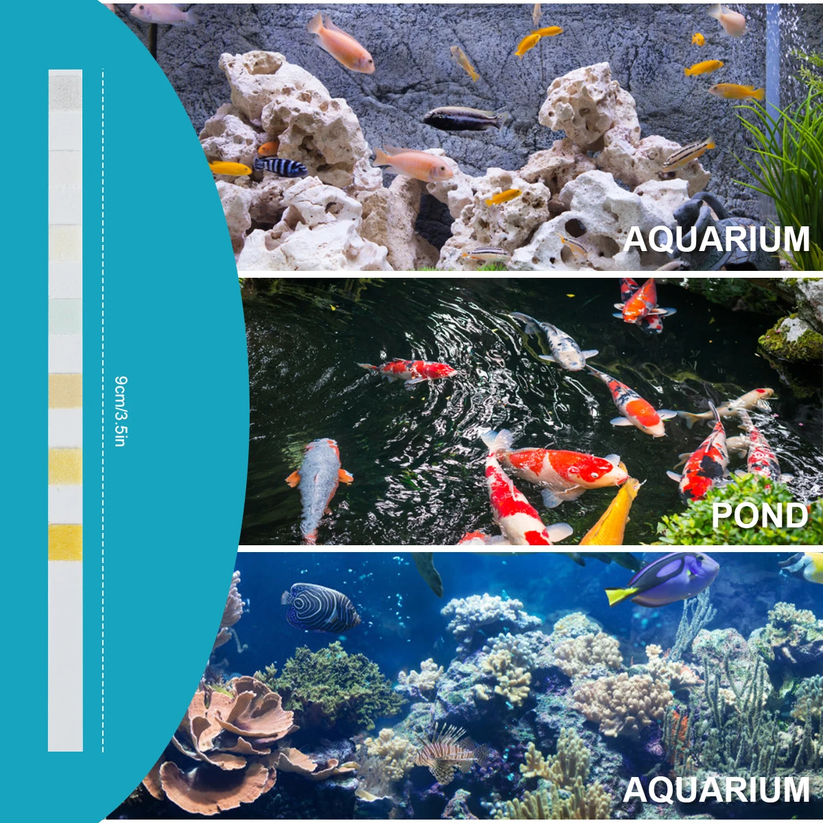 100pcs 7-IN-1 Aquarium Test Strips Fish Tank Test Kit Freshwater Saltwater Aquarium Water to Detect PH NO3 NO2 GH KH CI TCL