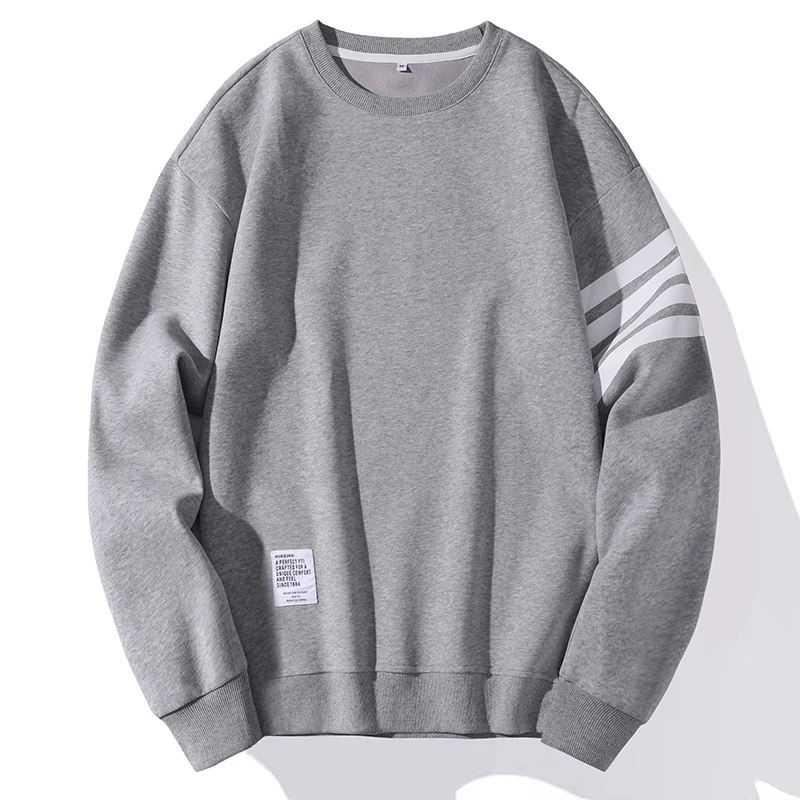 

Men's Sweatshirt Autunm Winter Fashion Brand Pullover Hoodie Waffle Cotton Raglan Sleeve Striped 4-Bar Loose Coats S-3XL