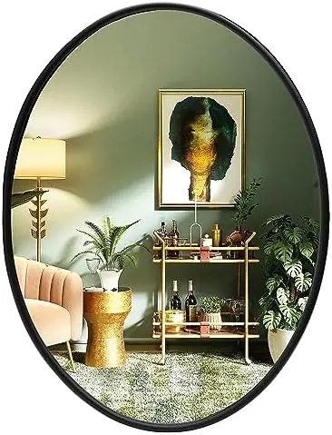 

Mirrors for ,20\u201C X 28\u201DBlack Bathroom Mirror for Vanity,-Mounted Oval Mirror，Metal Frame Oval Bathroom Mirror Entrywa