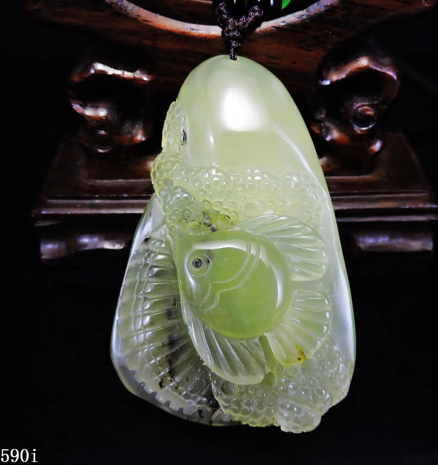 

Jade Jewelry Natural Jade Pendant Necklace Hand-Carved angelfish&seashell&coral Jadeite Necklace Pendant Gift No Treatment 590i