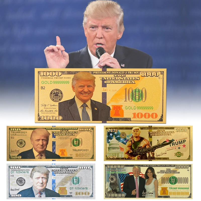 6x 2017 Donald Trump&Melania Gold Plated Novelty Dollars Bill Banknote Gag Gift 