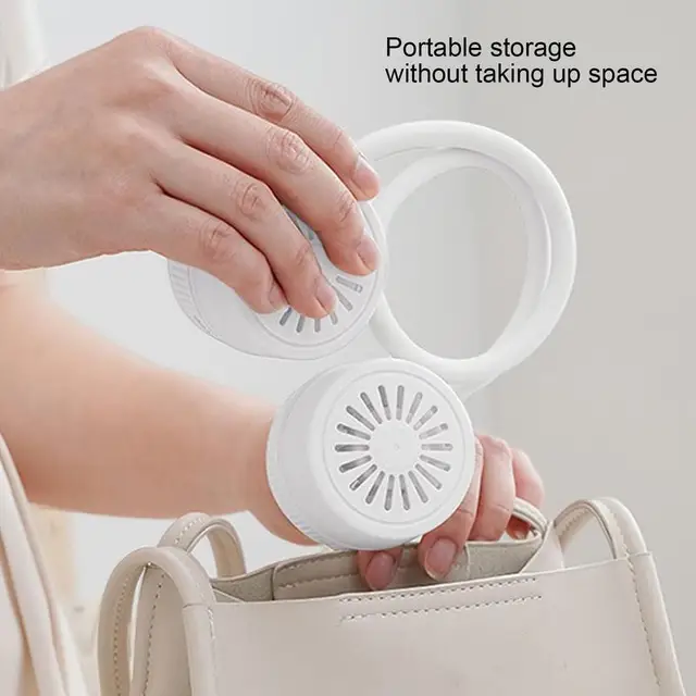 A Nyaki Ventilátor Kihangosító Pengél Nélküli Ventilátorok Háromsebességgel Megváltoztatják Levél Újratölthető Fejhallgató-Kialakítást Munka Főzéséhez - Image 4