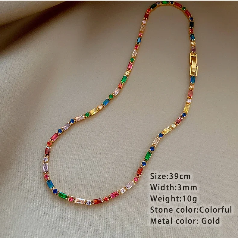 2024 تصميم فاخر ملون الزركون سلسلة قلادة سوار مجمو...